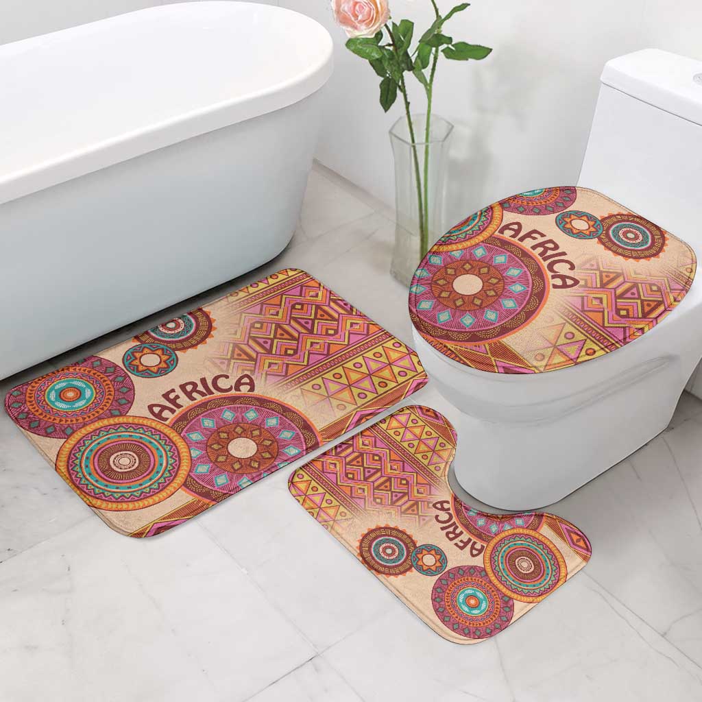 Africa Tribal Traditional Pattern Bathroom Set Beige Motif
