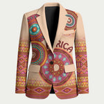 Africa Tribal Traditional Pattern Blazer Beige Motif