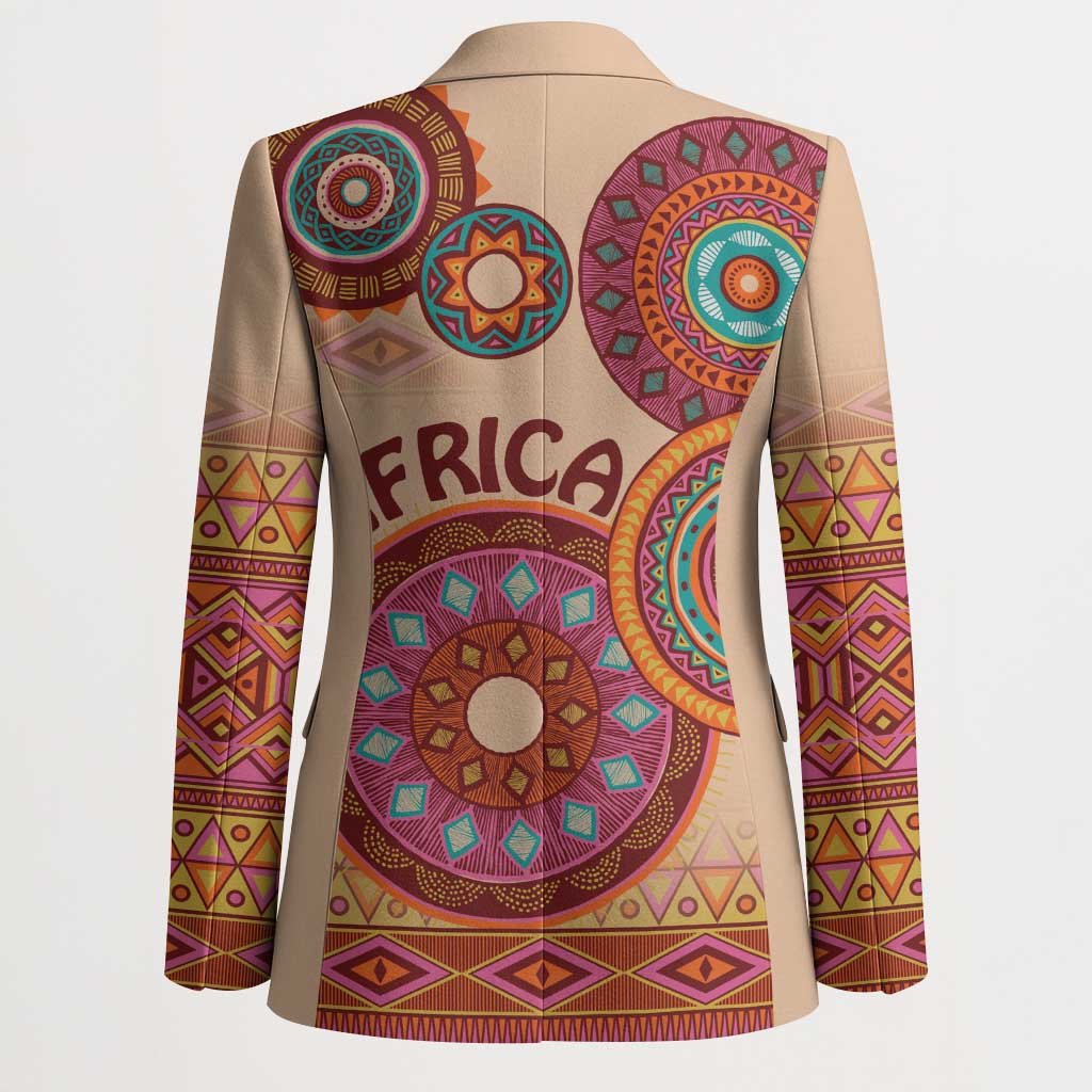 Africa Tribal Traditional Pattern Blazer Beige Motif