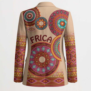 Africa Tribal Traditional Pattern Blazer Beige Motif