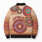 Africa Tribal Traditional Pattern Bomber Puffer Jacket Beige Motif