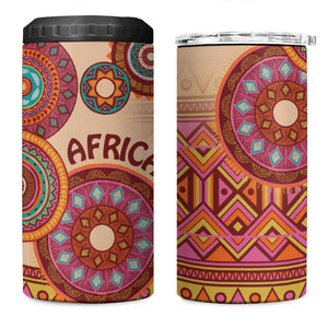 Afro Tribal Traditional Pattern 4 in 1 Can Cooler Tumbler Beige Motif