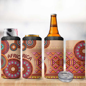 Afro Tribal Traditional Pattern 4 in 1 Can Cooler Tumbler Beige Motif