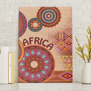 Afro Tribal Traditional Pattern Canvas Wall Art Beige Motif