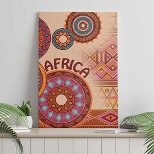 Afro Tribal Traditional Pattern Canvas Wall Art Beige Motif