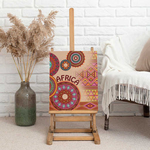 Afro Tribal Traditional Pattern Canvas Wall Art Beige Motif