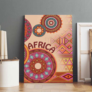 Afro Tribal Traditional Pattern Canvas Wall Art Beige Motif