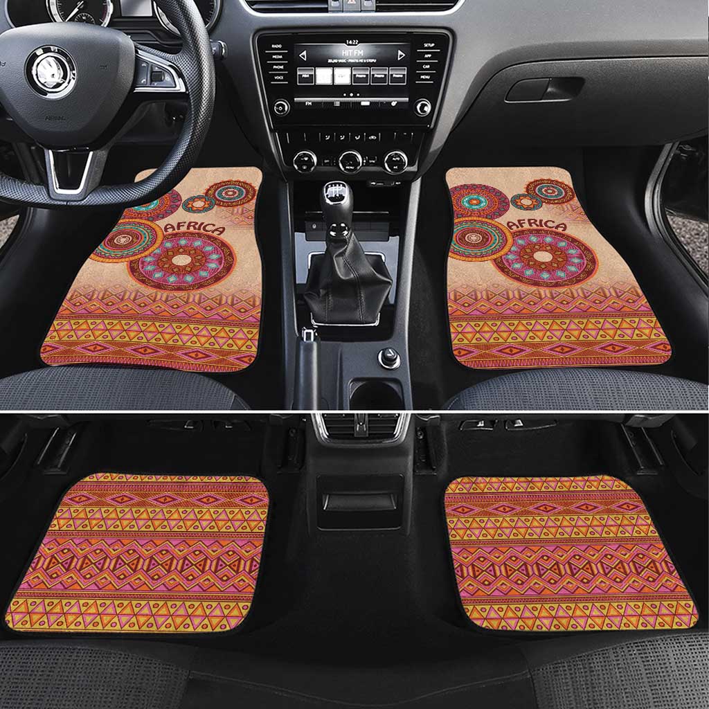 Afro Tribal Traditional Pattern Car Mats Beige Motif