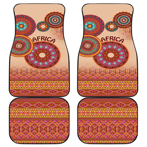 Afro Tribal Traditional Pattern Car Mats Beige Motif