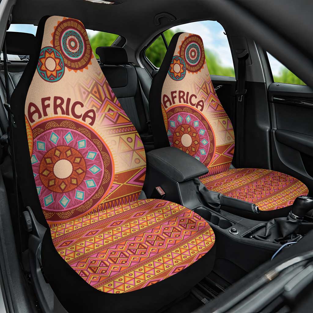 Afro Tribal Traditional Pattern Car Seat Cover Beige Motif