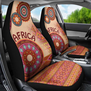 Afro Tribal Traditional Pattern Car Seat Cover Beige Motif