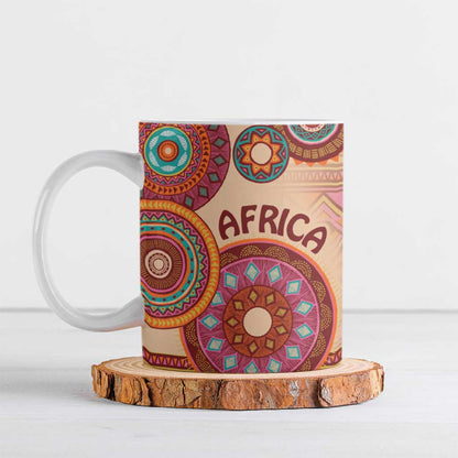 Africa Tribal Traditional Pattern Ceramic Mug Beige Motif