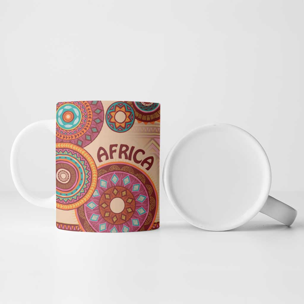 Africa Tribal Traditional Pattern Ceramic Mug Beige Motif