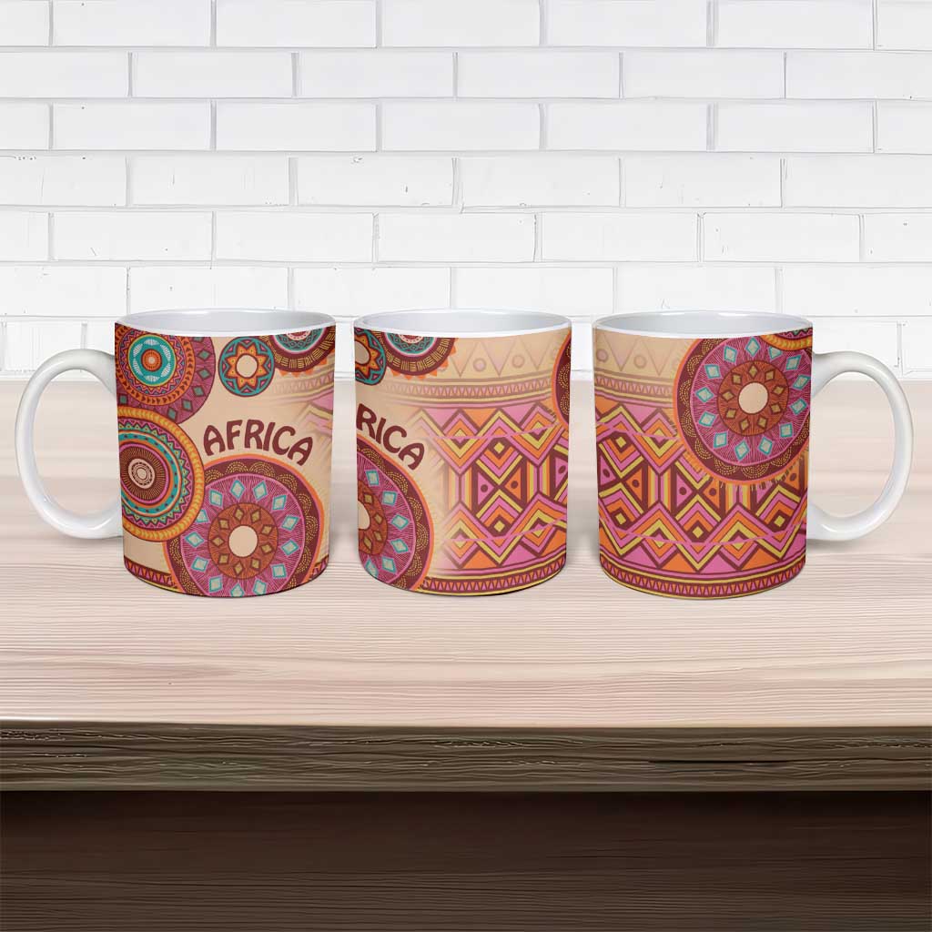 Africa Tribal Traditional Pattern Ceramic Mug Beige Motif