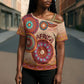 Africa Tribal Traditional Pattern Cross Shoulder Shirt Beige Motif