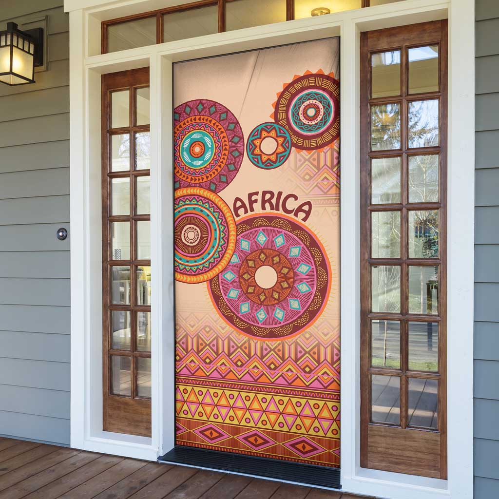 Africa Tribal Traditional Pattern Door Cover Beige Motif