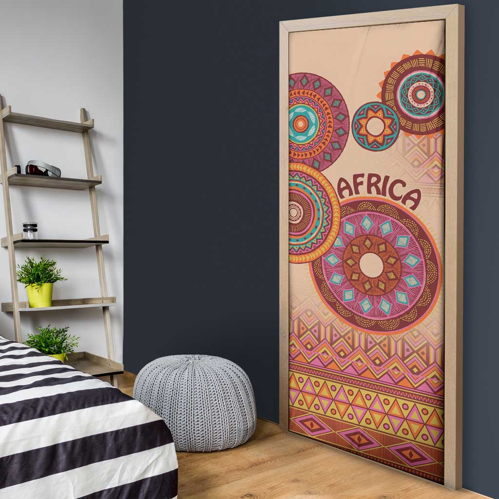 Africa Tribal Traditional Pattern Door Cover Beige Motif