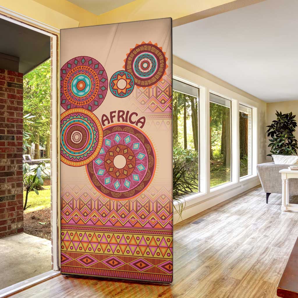 Africa Tribal Traditional Pattern Door Cover Beige Motif