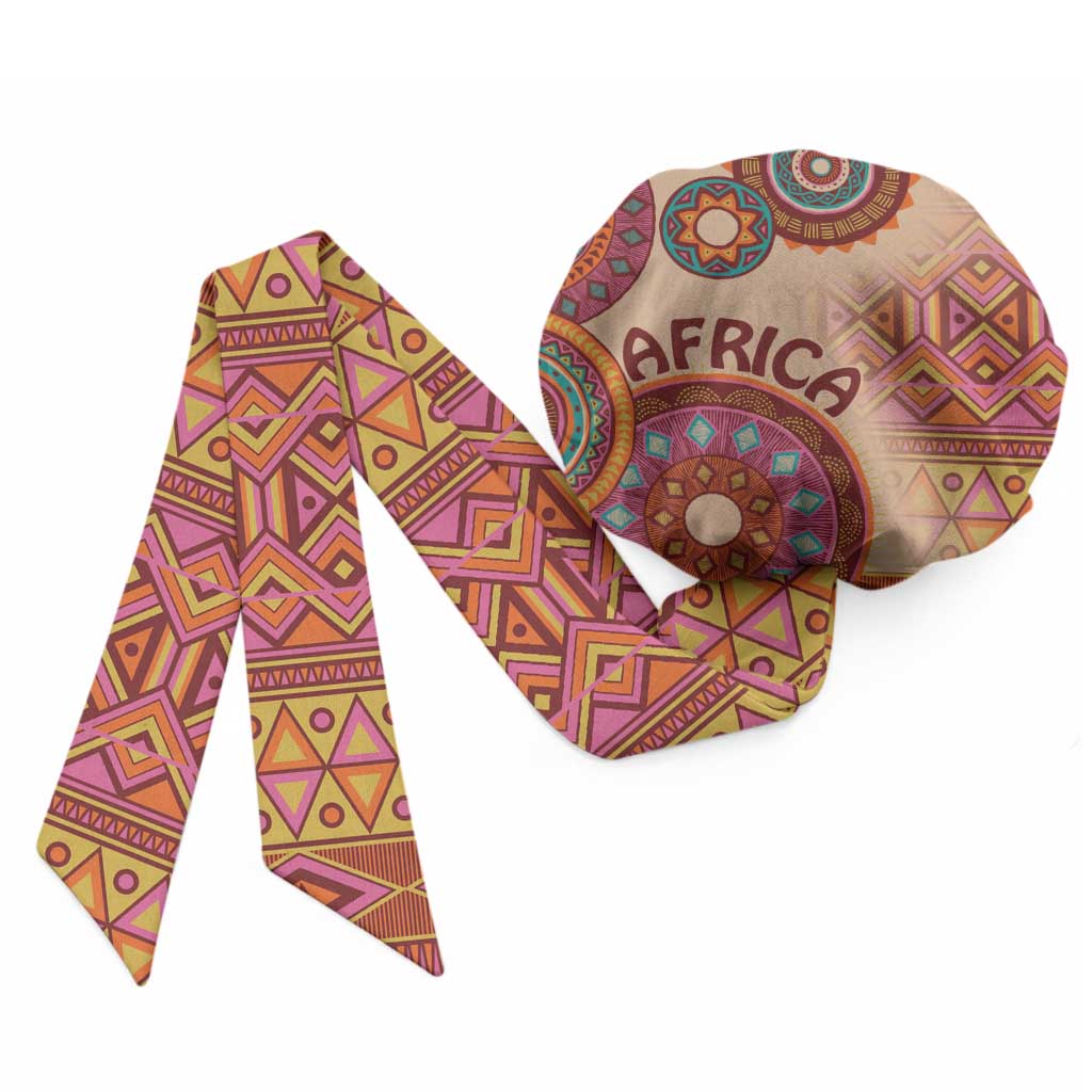 Africa Tribal Traditional Pattern Easy Headwrap Beige Motif