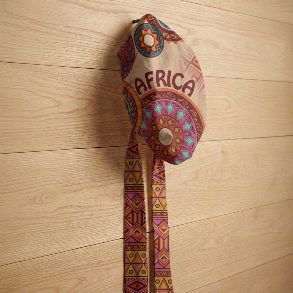Africa Tribal Traditional Pattern Easy Headwrap Beige Motif