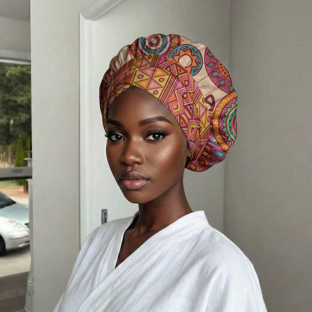 Africa Tribal Traditional Pattern Easy Headwrap Beige Motif
