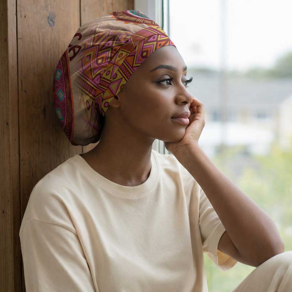 Africa Tribal Traditional Pattern Easy Headwrap Beige Motif