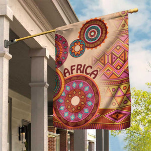 Afro Tribal Traditional Pattern Garden Flag Beige Motif