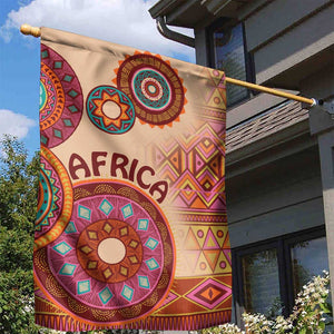 Afro Tribal Traditional Pattern Garden Flag Beige Motif