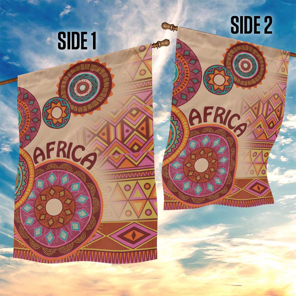 Afro Tribal Traditional Pattern Garden Flag Beige Motif