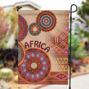 Afro Tribal Traditional Pattern Garden Flag Beige Motif