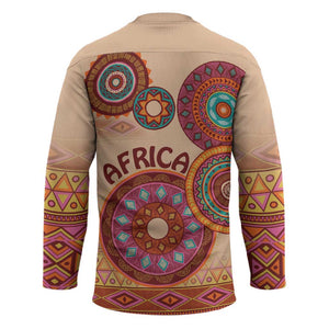 Africa Tribal Traditional Pattern Hockey Jersey Beige Motif