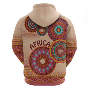 Afro Tribal Traditional Pattern Hoodie Beige Motif