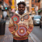 Afro Tribal Traditional Pattern Hoodie Beige Motif