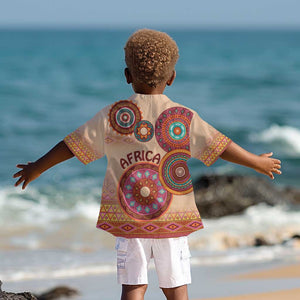 Afro Tribal Traditional Pattern Kid Hawaiian Shirt Beige Motif