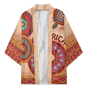 Africa Tribal Traditional Pattern Kimono Beige Motif