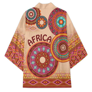 Africa Tribal Traditional Pattern Kimono Beige Motif