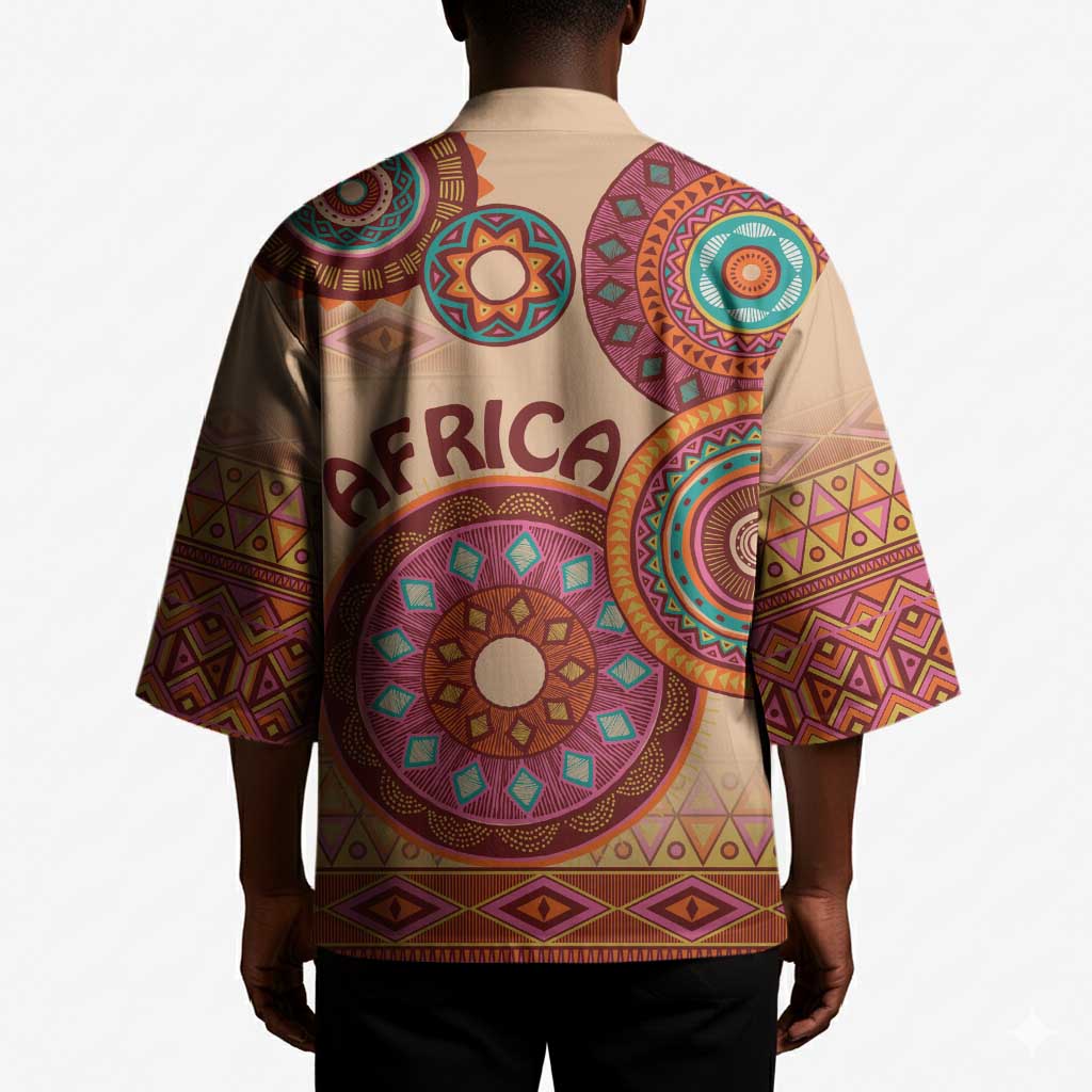 Africa Tribal Traditional Pattern Kimono Beige Motif