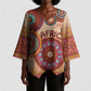 Africa Tribal Traditional Pattern Kimono Sleeve Blouse Beige Motif