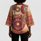 Africa Tribal Traditional Pattern Kimono Sleeve Blouse Beige Motif