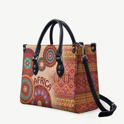 Africa Tribal Traditional Pattern Leather Bag Beige Motif