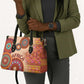 Africa Tribal Traditional Pattern Leather Bag Beige Motif
