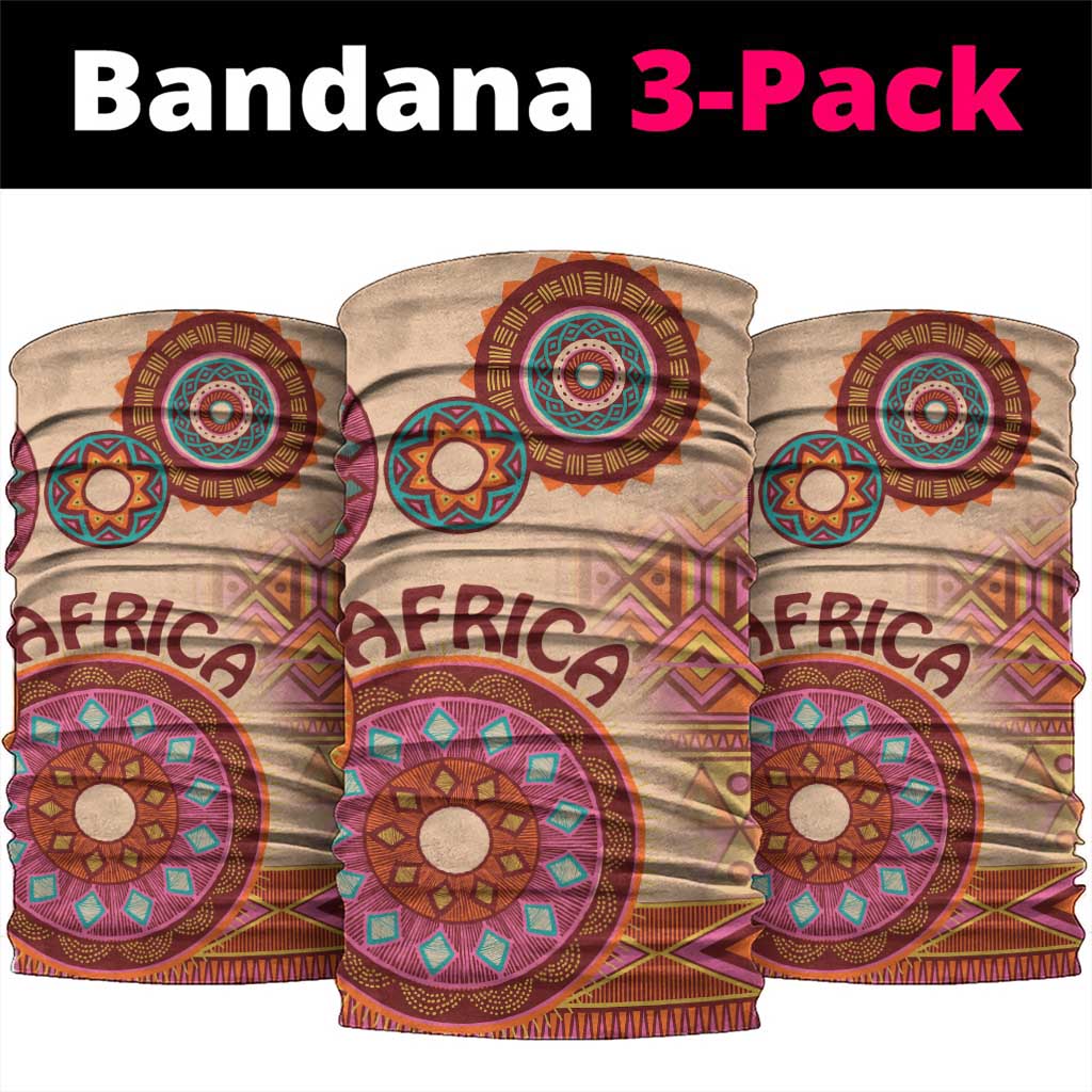 Afro Tribal Traditional Pattern Neck Gaiter Beige Motif LT9