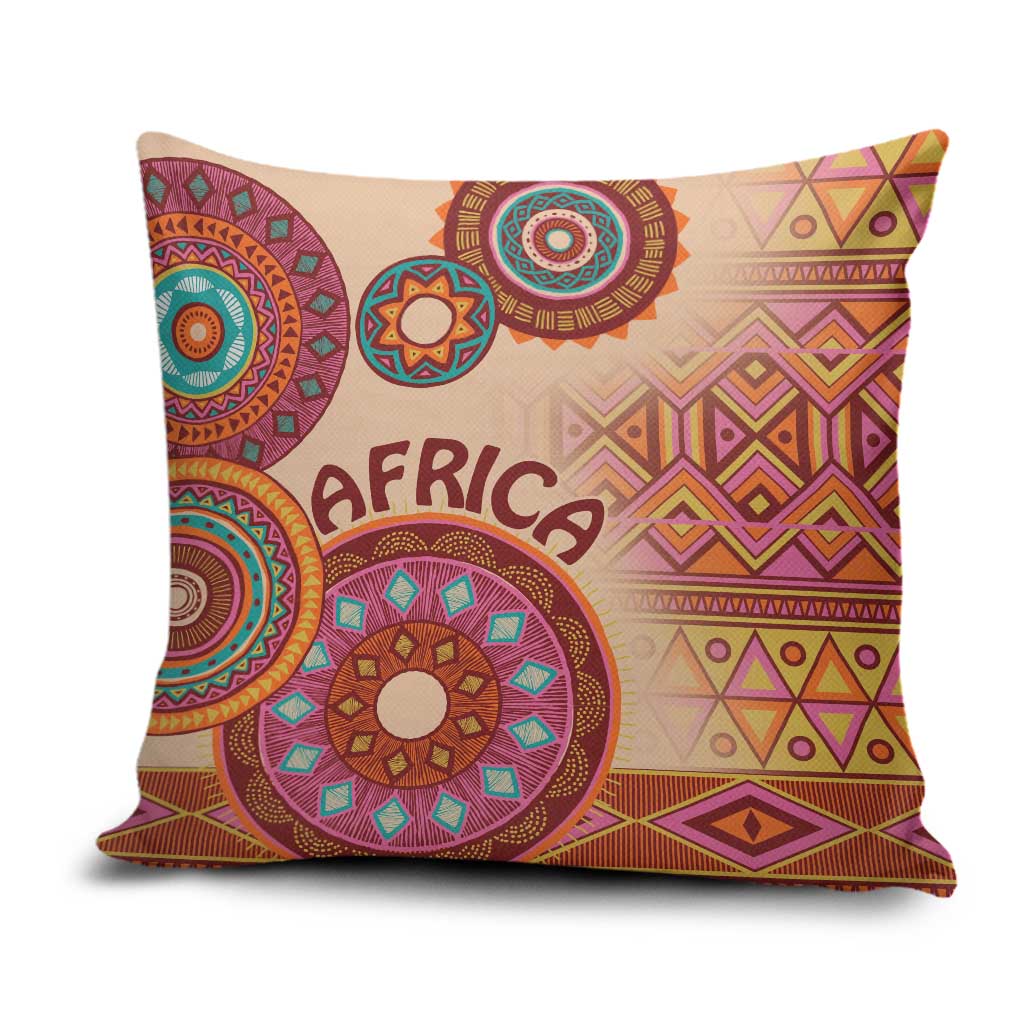 Africa Tribal Traditional Pattern Pillow Cover Beige Motif