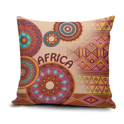 Africa Tribal Traditional Pattern Pillow Cover Beige Motif