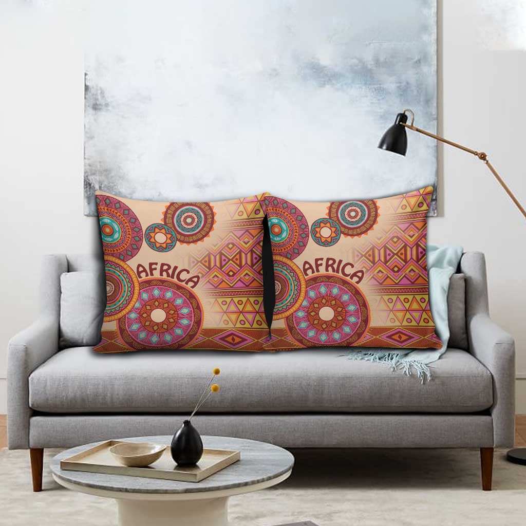 Africa Tribal Traditional Pattern Pillow Cover Beige Motif