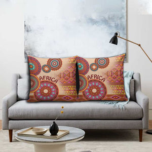 Africa Tribal Traditional Pattern Pillow Cover Beige Motif