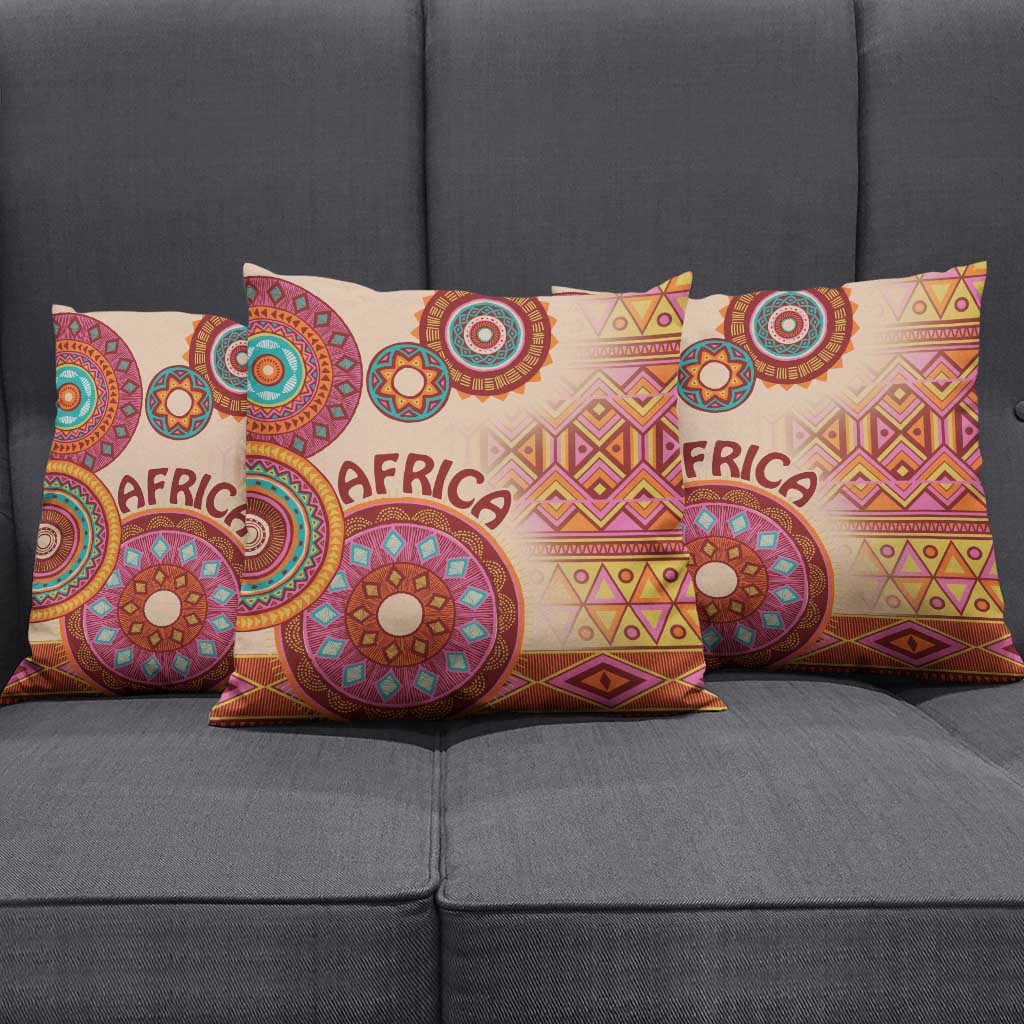Africa Tribal Traditional Pattern Pillow Cover Beige Motif