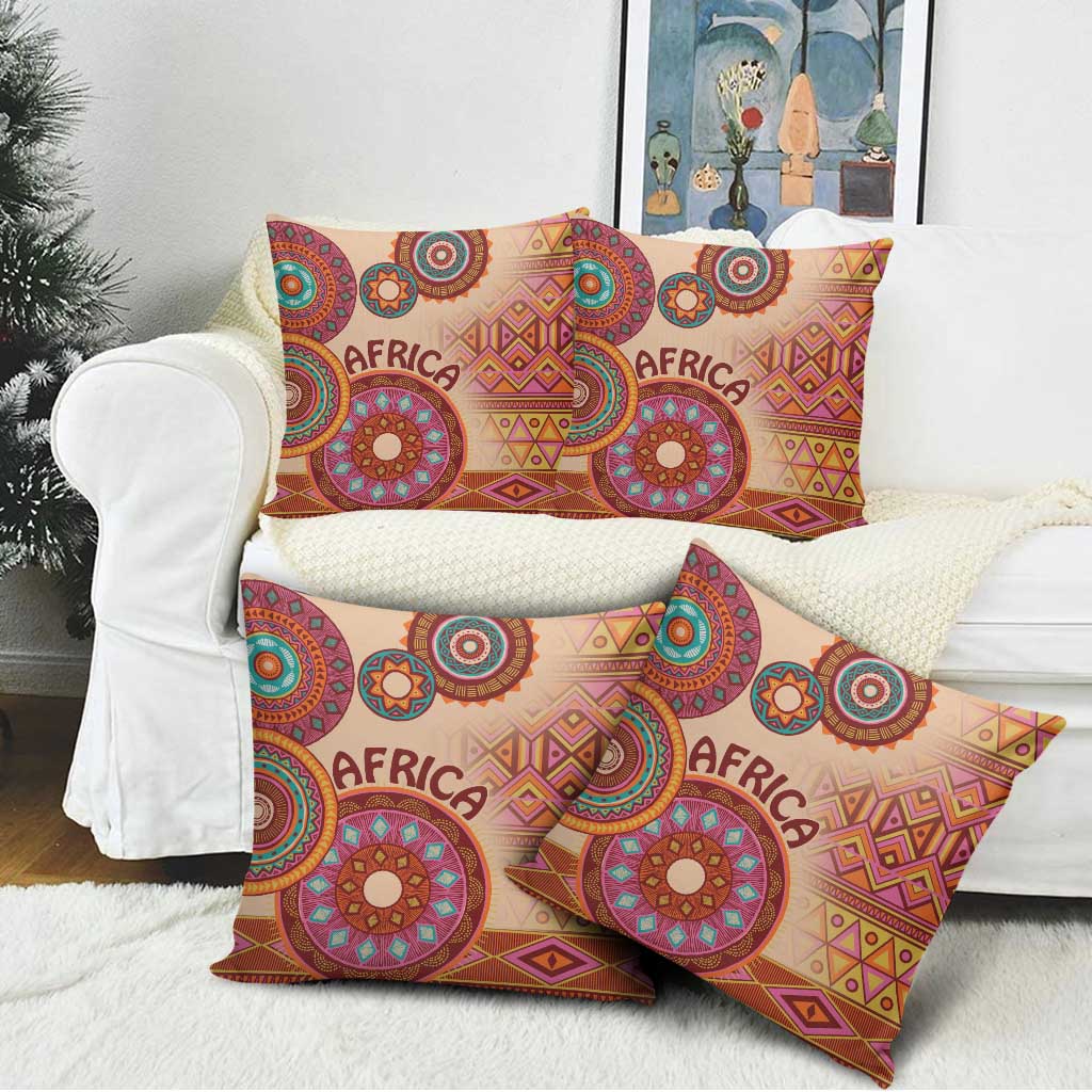 Africa Tribal Traditional Pattern Pillow Cover Beige Motif