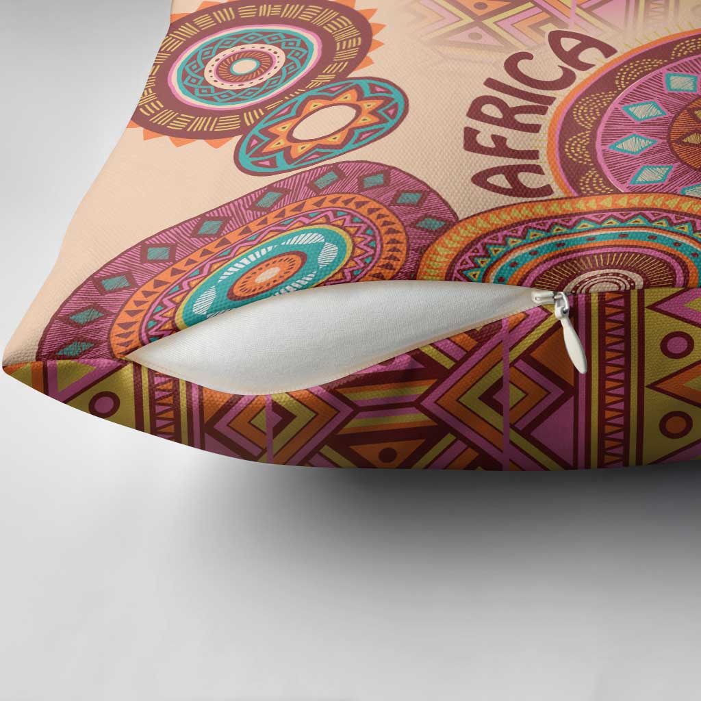Africa Tribal Traditional Pattern Pillow Cover Beige Motif