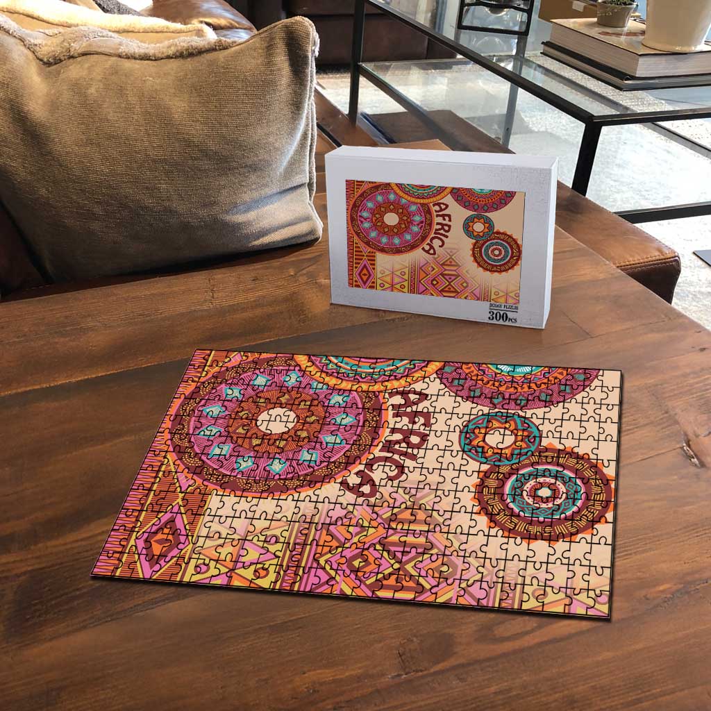 Africa Tribal Traditional Pattern Puzzle Beige Motif